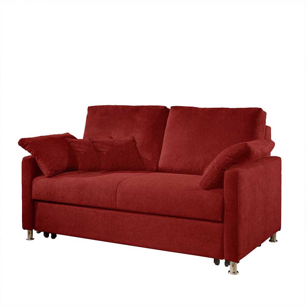 Klappcouch in Dunkelrot Webstoff - Lamaldavo