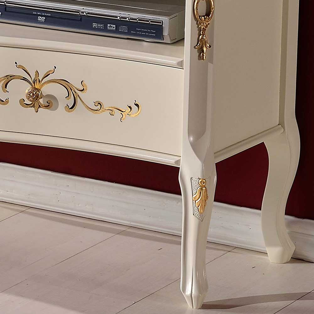 Barockstil TV Element in Cremeweiß & Gold - Iviada