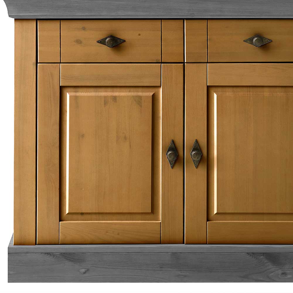 108x85x45 Country Kommode in Kiefer Lauge & Grau - Eshelas