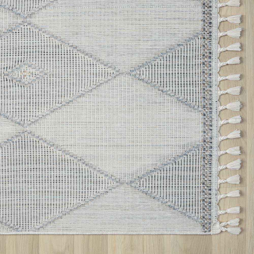 Teppich mit Rauten Muster in Beige und Weiß - Nikolan