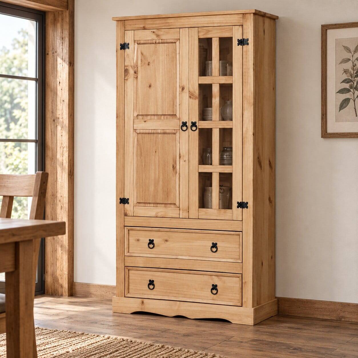 100x190x41 Vitrinenschrank Landhaus Mexiko - Jardino