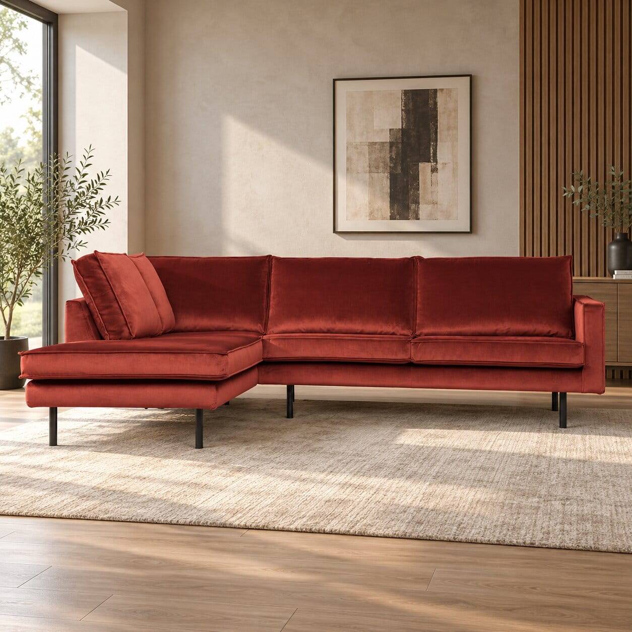 Retrosofa in L-Form in Kastanienbraun - Enzing