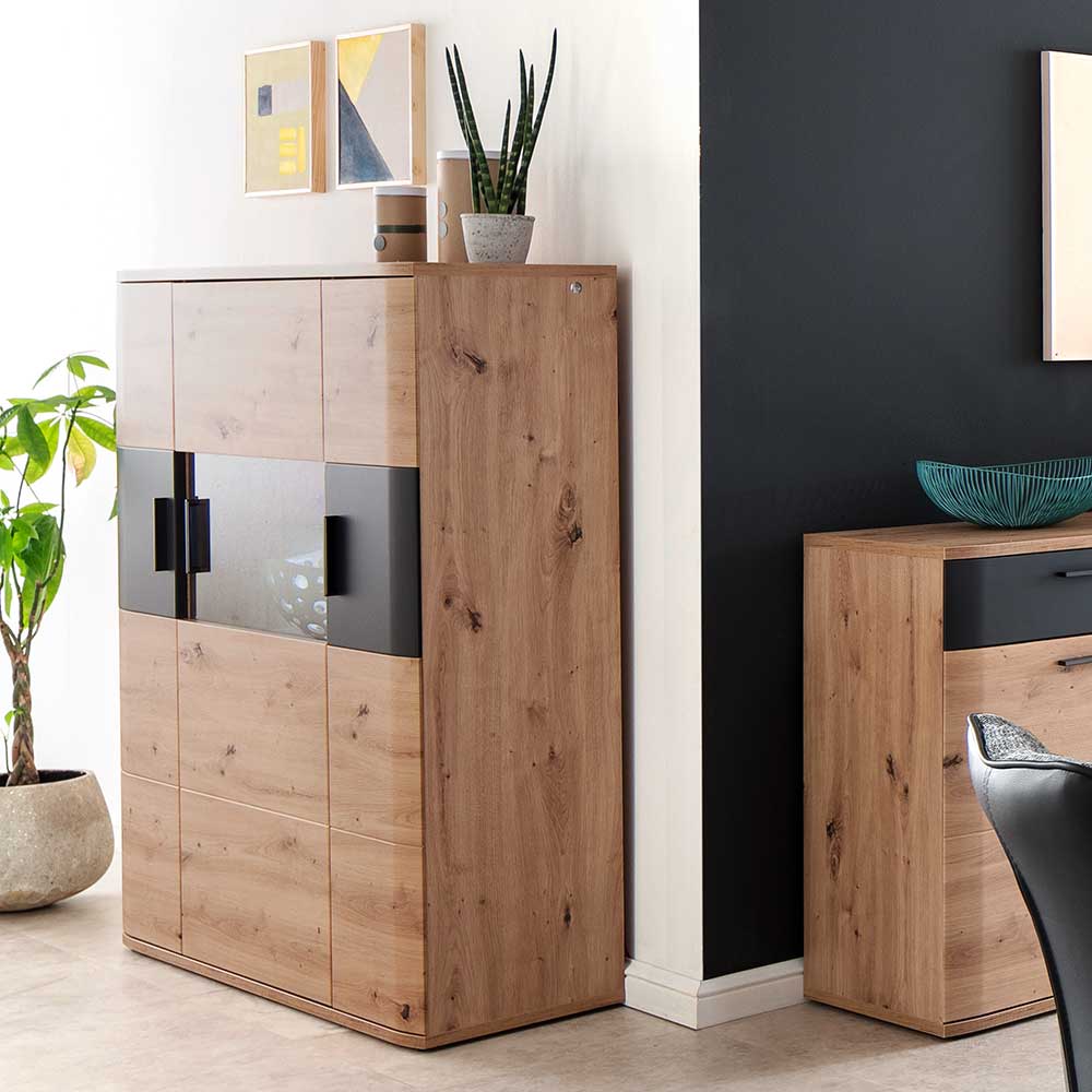 120x134x37 cm Highboard mit drei Türen - Vecenda