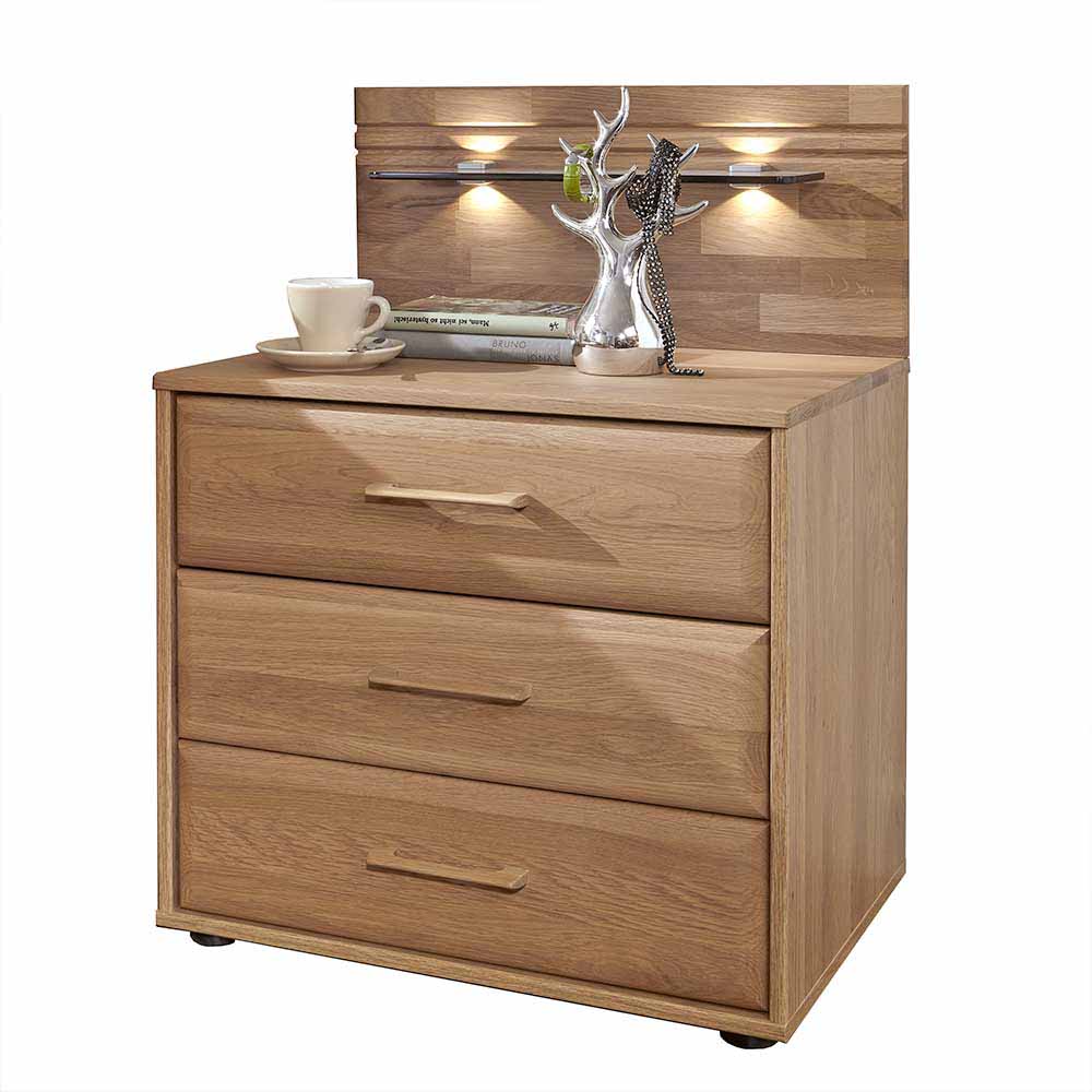 Schubladen-Nachtschrank Anglesia in Eiche teilmassiv (2er Set)