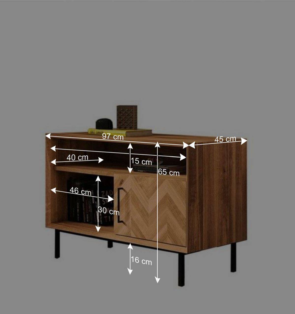 97x65x45 Kommode mit zwei Fächern & Tür - Kerfa
