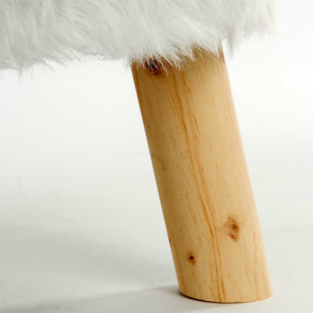 Konisches Holzbein des bequemen Sitzhockers mit heller Maserung und stabiler Befestigung – Jaturac