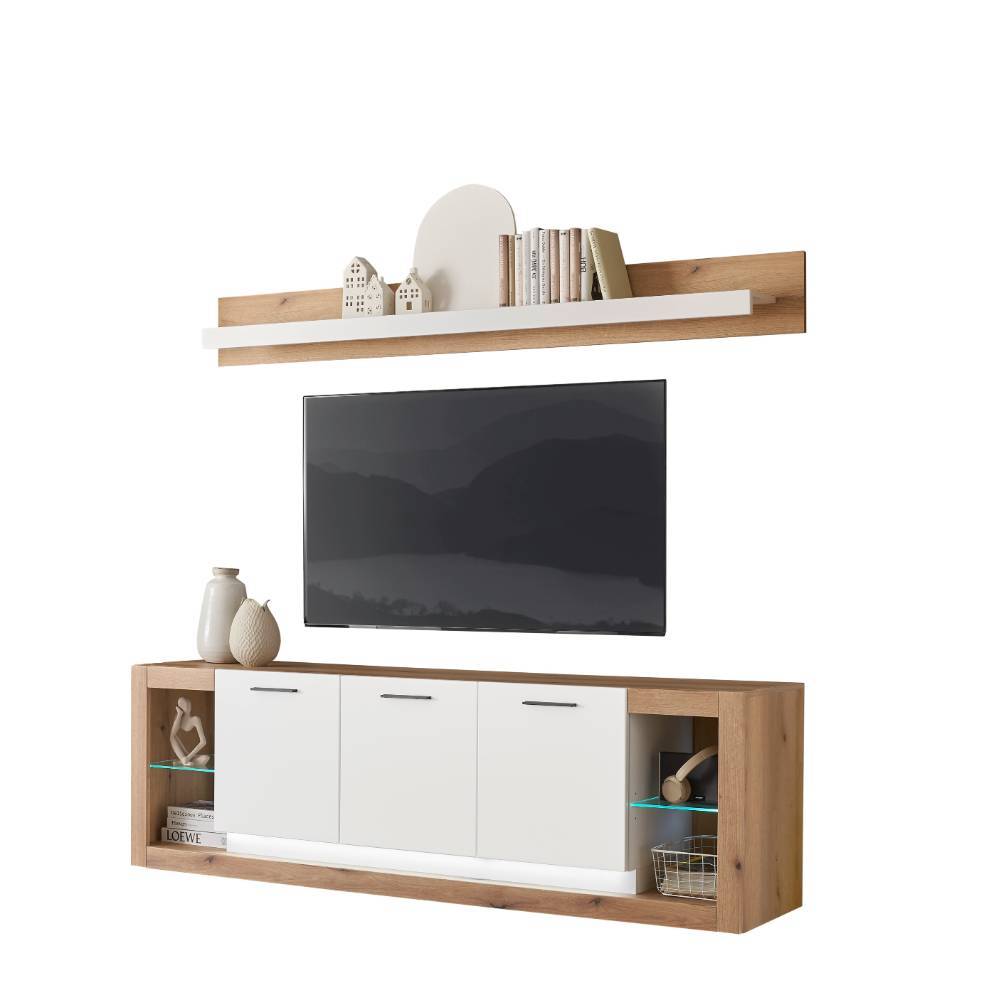 TV-Lowboard & Wandboard Set - Adejano (zweiteilig)