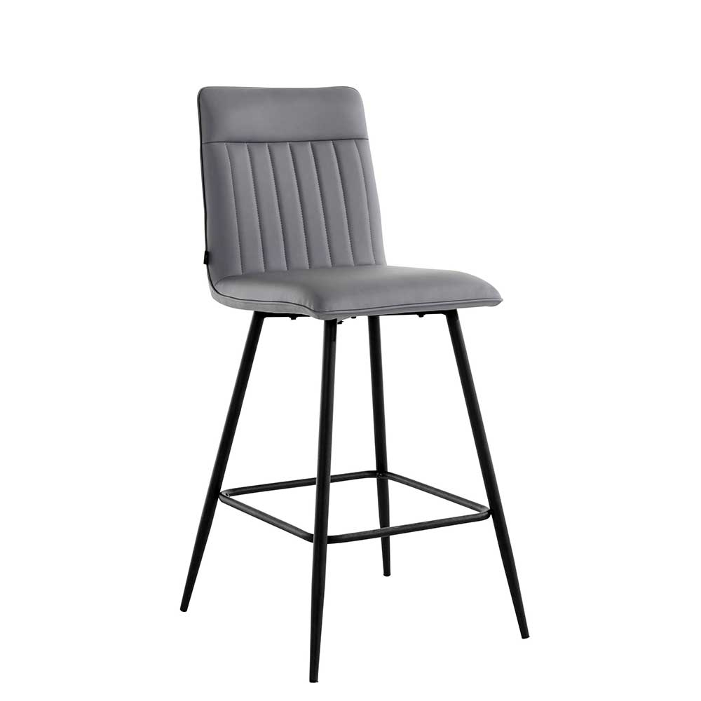 Kunstleder Barstühle in Grau - Eleganto (2er Set)