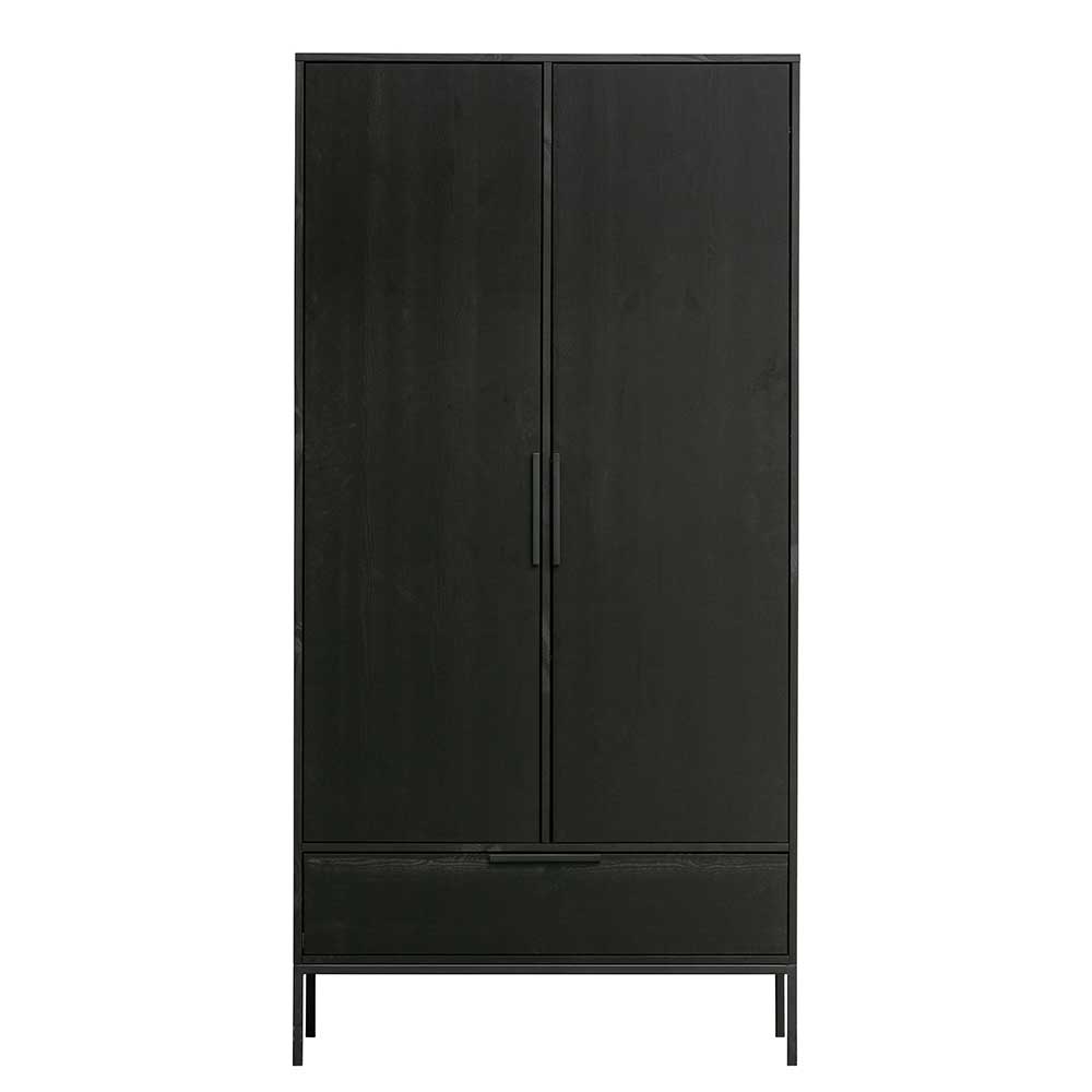 100x200x53 Schrank aus Kiefer in Schwarz - Drian