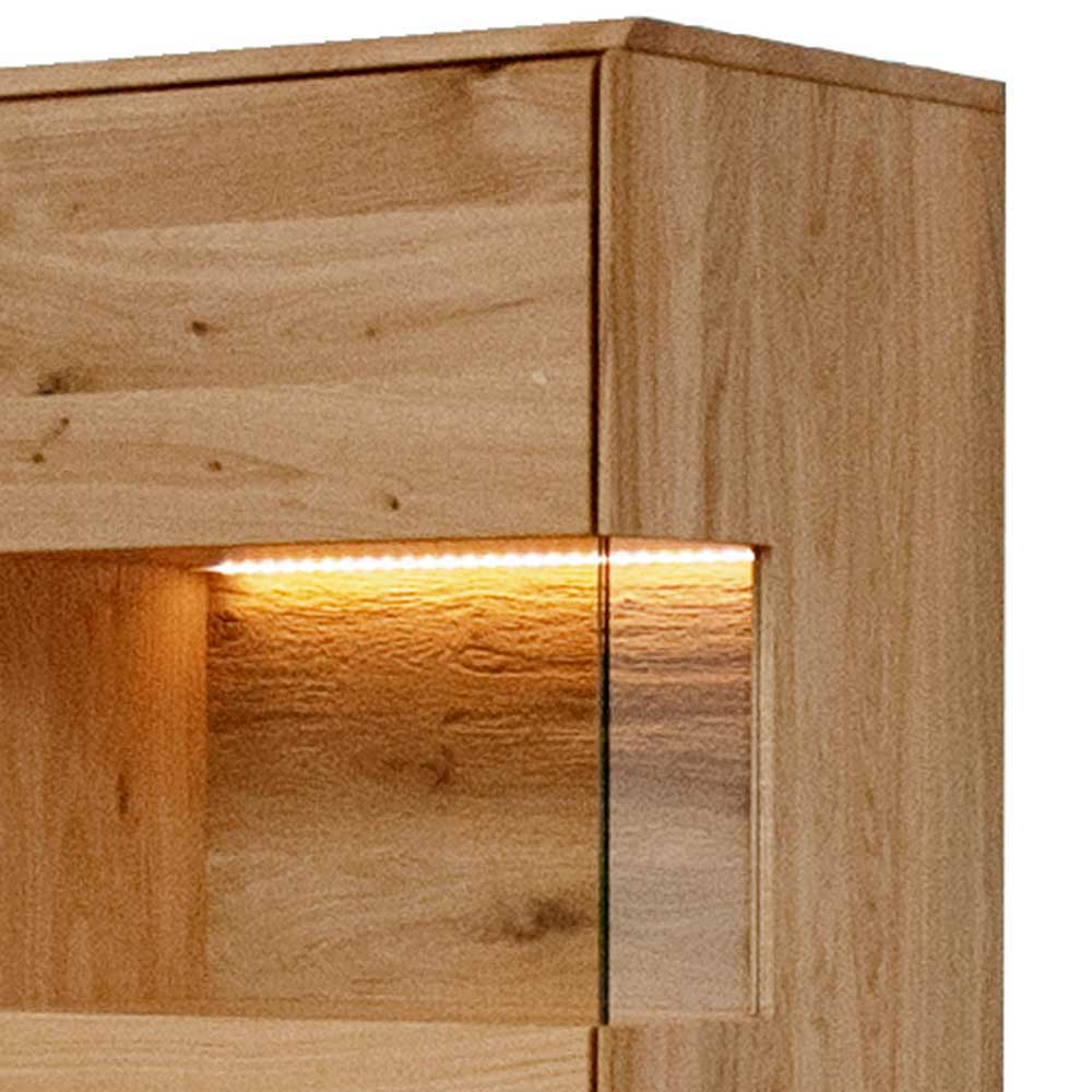 Wildeiche Wohnzimmerschrank mit Glas Einsatz - Acmida