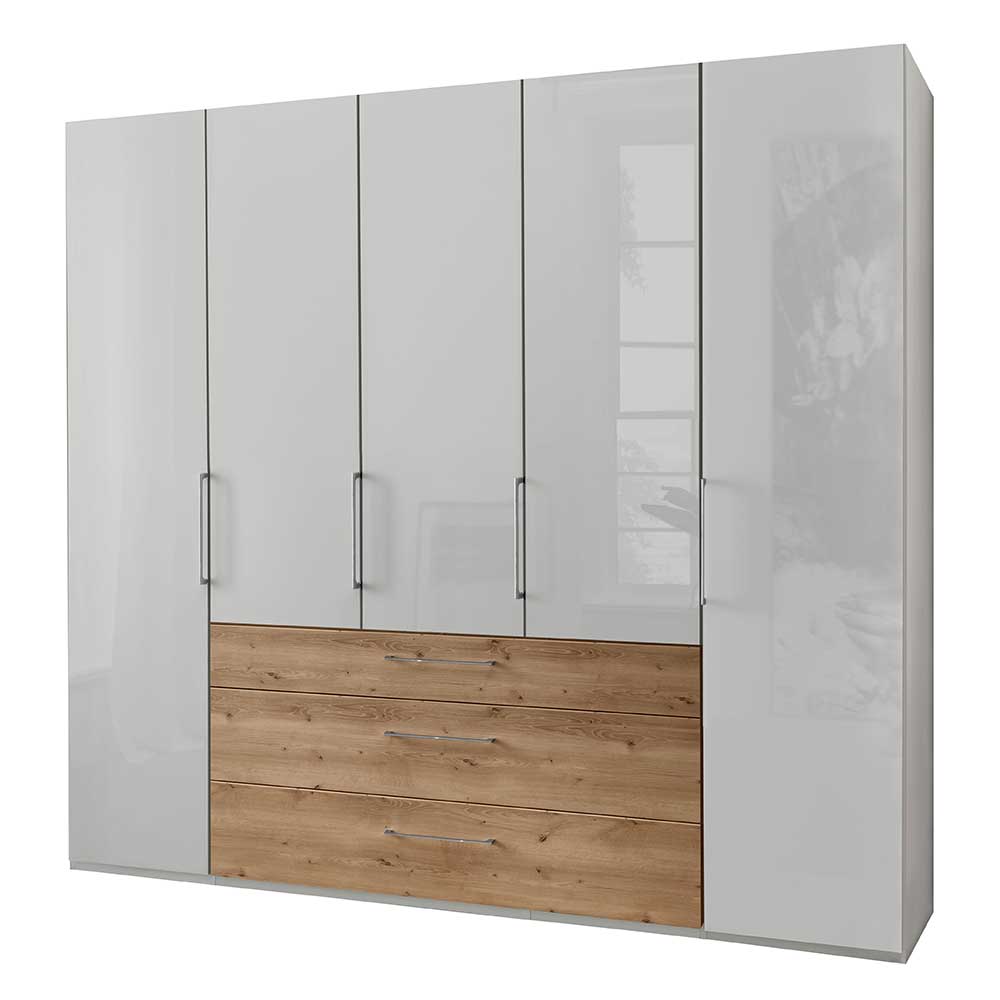 250cm breiter Kleiderschrank mit Metallgriffen - Wanisha