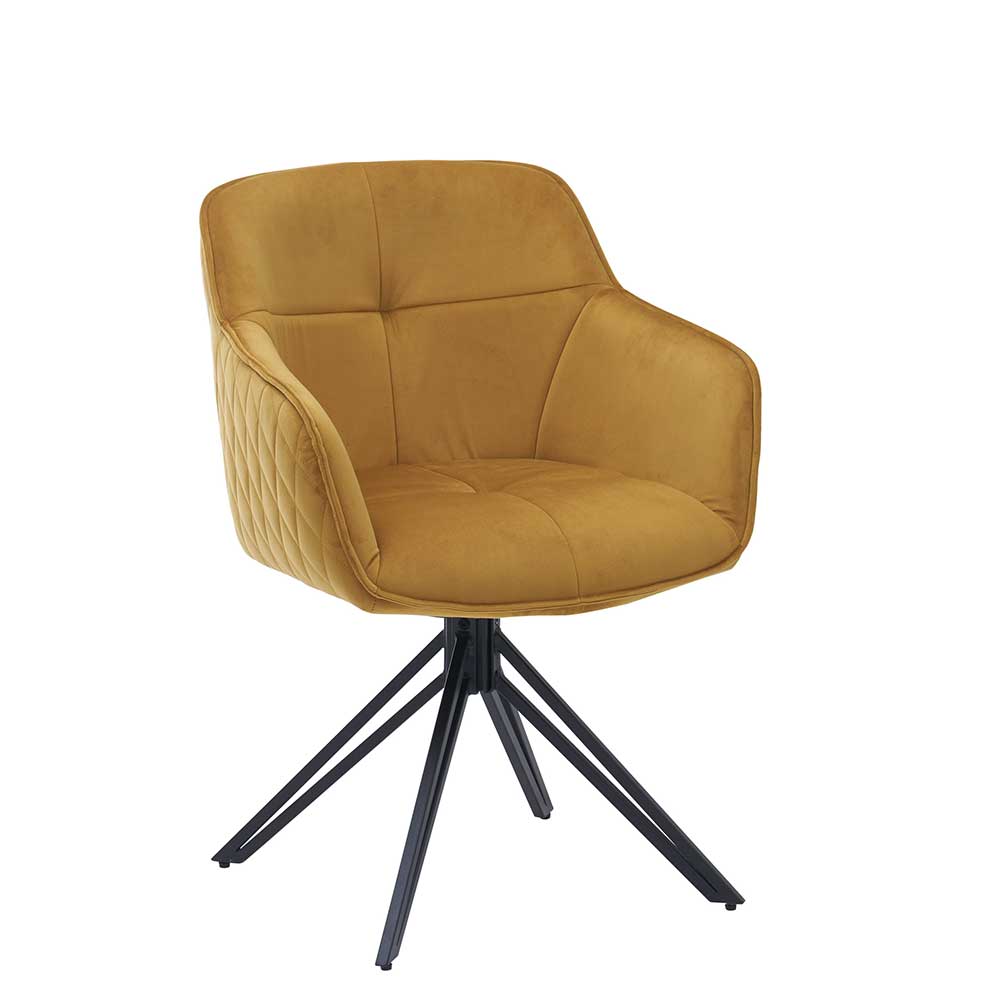 Drehbarer Tischsessel in Gold Samt - Bagavano (2er Set)
