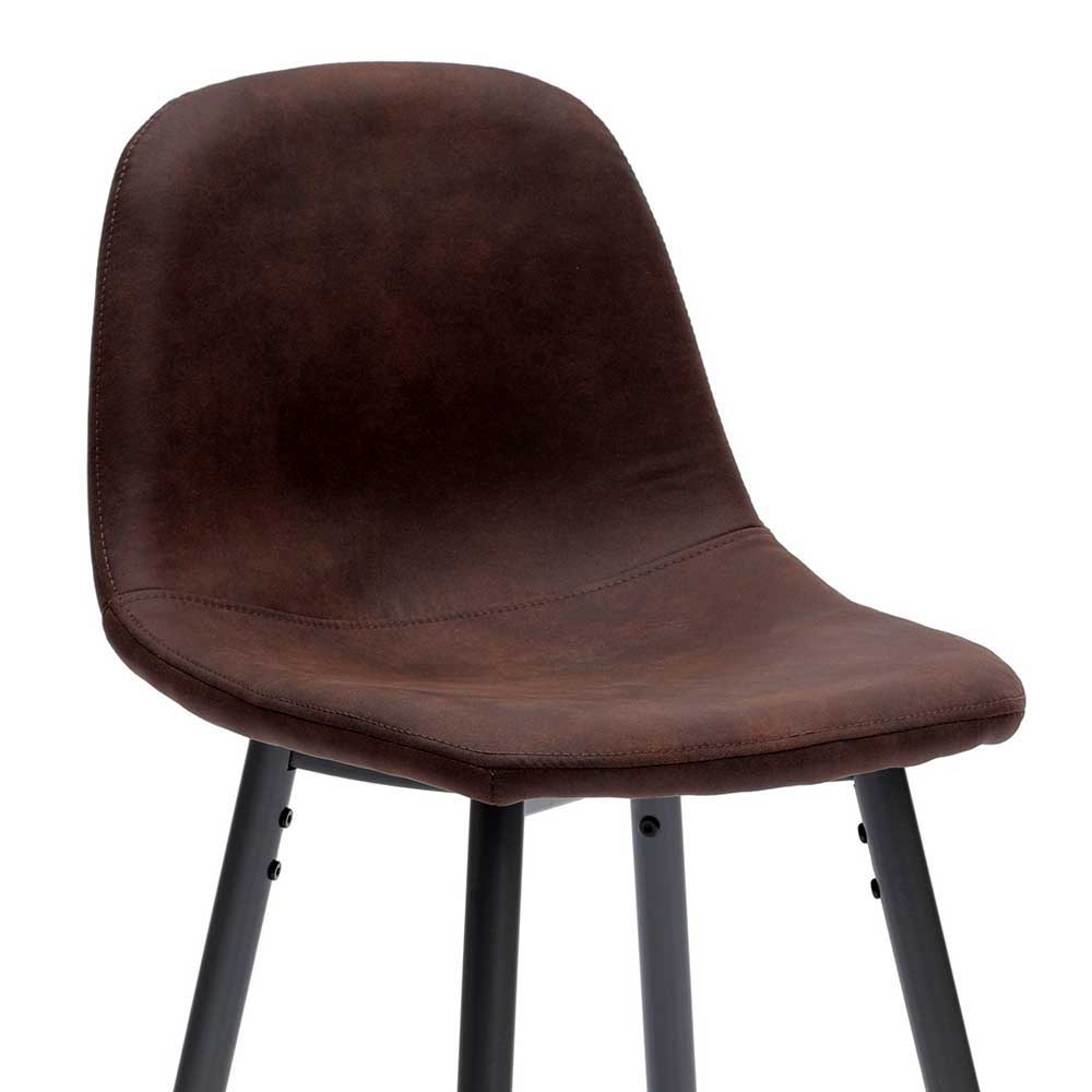 Stilvoller Barhocker mit Schalensitz Creditana Kunstleder Vintage Braun (2er Set)