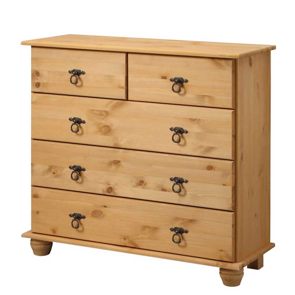 82x78x30 Holzkommode mit fünf Schubladen - Lugsca
