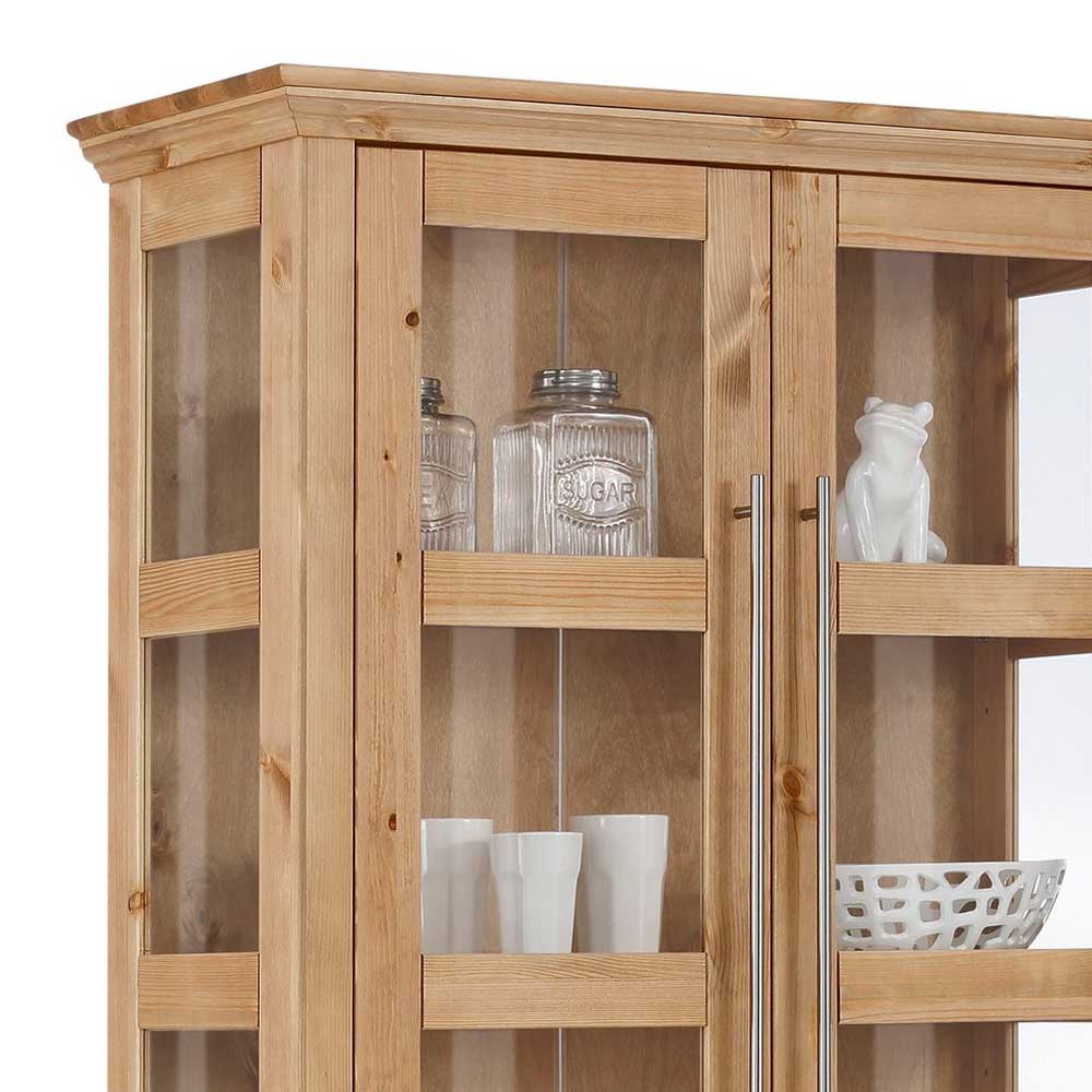 94x210x39 Kiefernholz Vitrine - Landhaus modern - Noellisa