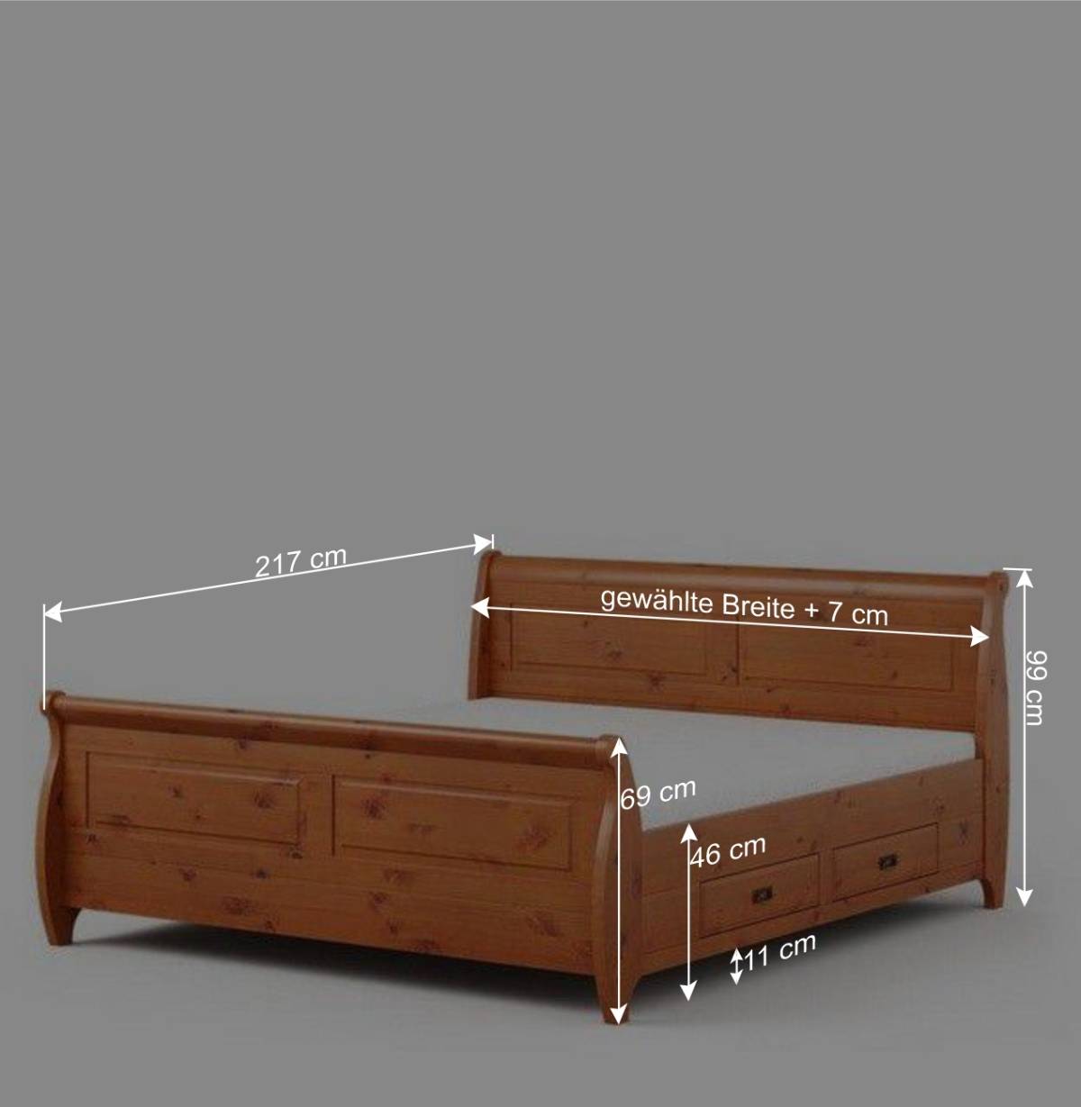Landhausbett mit Schubladen - Lusanne