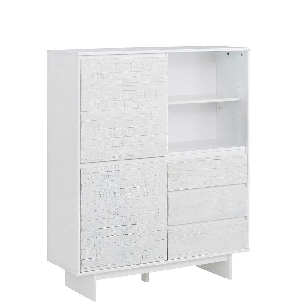 Günstiges Kombi Highboard in Weiß lasiert - Vagniu