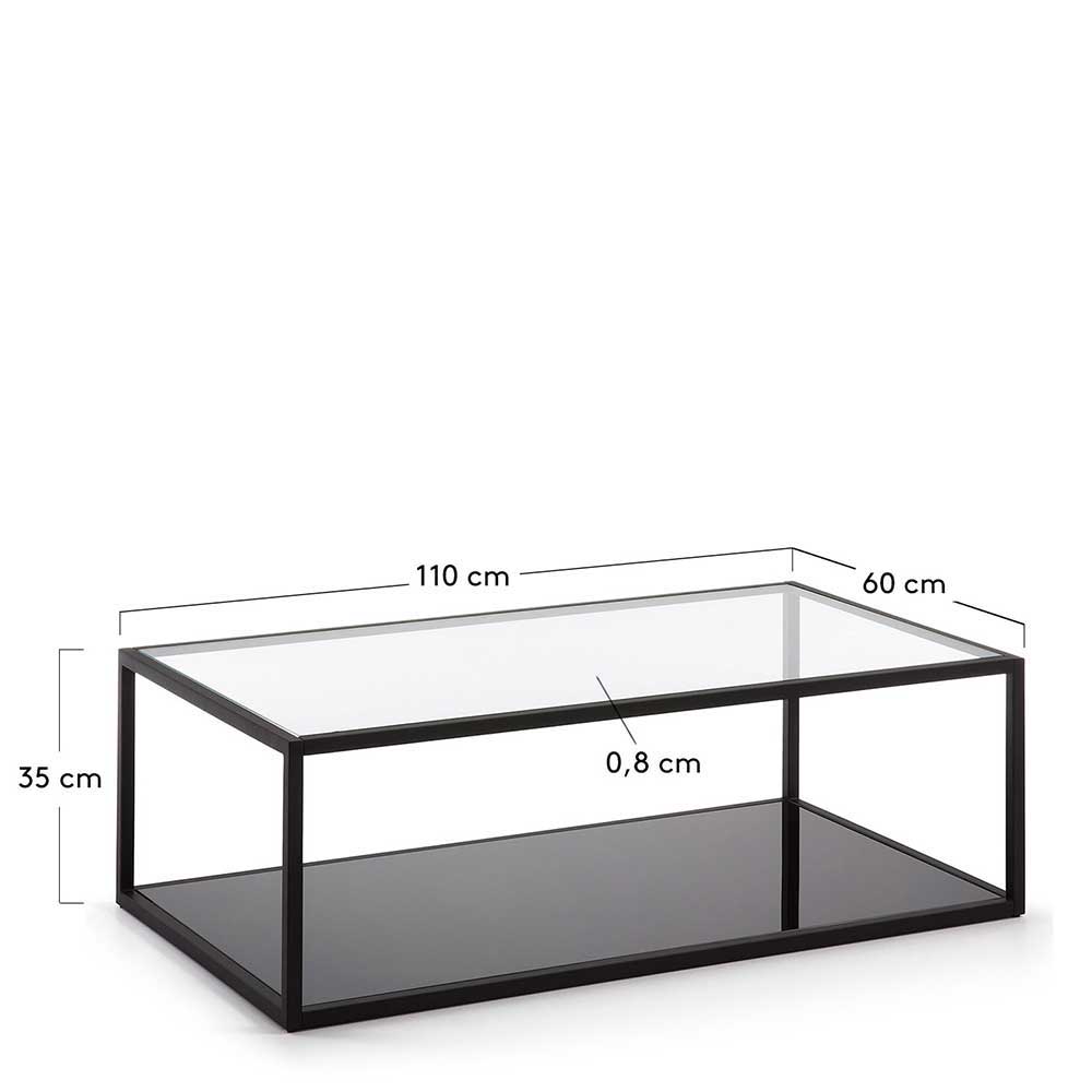 Designer Wohnzimmertisch aus Glas & Stahl - Gerimia