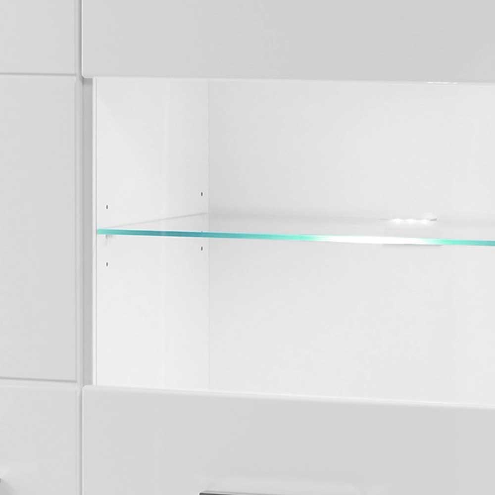 Hochglanz Vitrinenschrank in Weiß & Glas Yulis 3-türig