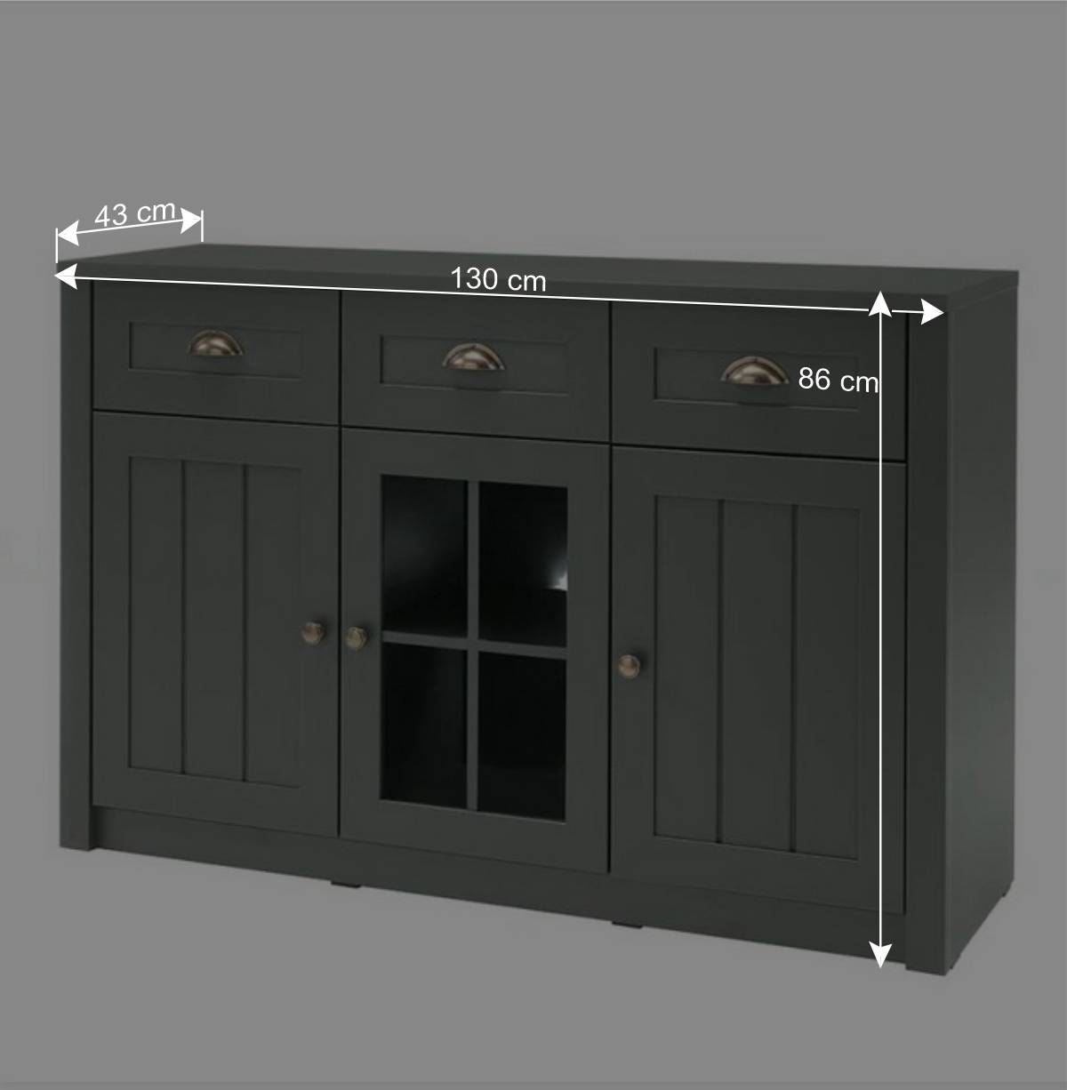 130cm Landhaus Sideboard in Dunkelgrün - Niestov