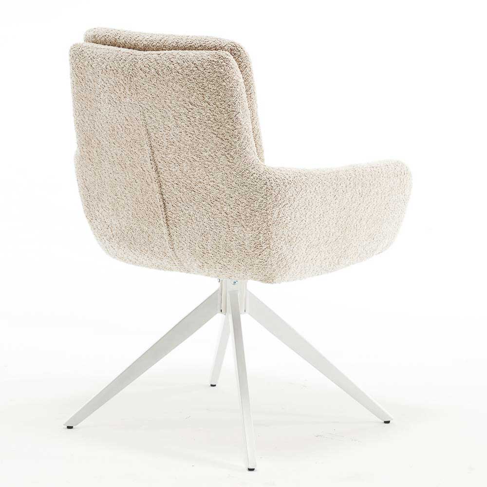 Boucle Armlehnenstuhl in Creme - Caragua (2er Set)