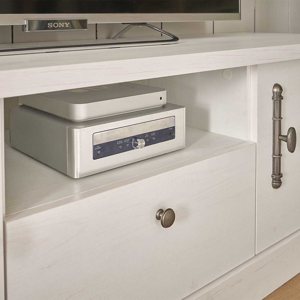 TV Lowboard in weißer Holzoptik Pinie - Liancos