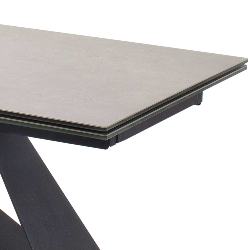 Design Ausziehtisch mit Platte Keramik Hellgrau - Ravia