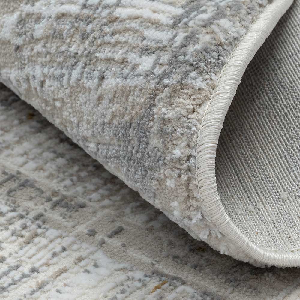 120 cm Runder Teppich in Hellgrau & Creme - Cranoz