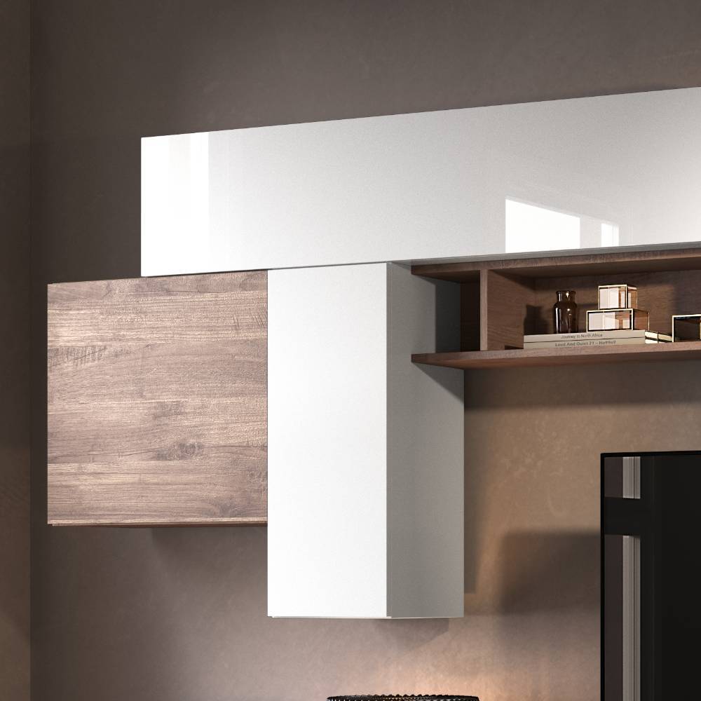 Wohnzimmer-Design-Wohnwand Set - Pelitus (neunteilig)