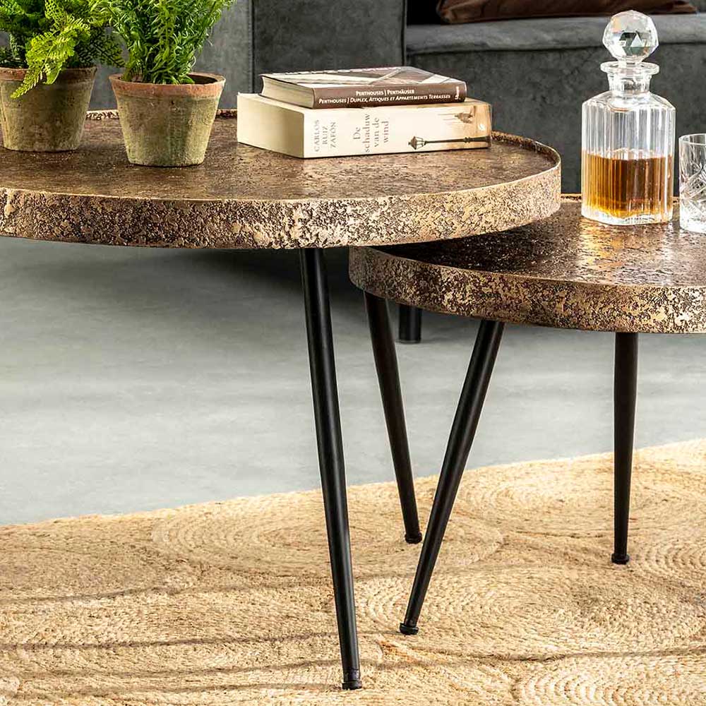 2-Satz Tisch in Bronze & Schwarz - Bordeaux (zweiteilig)