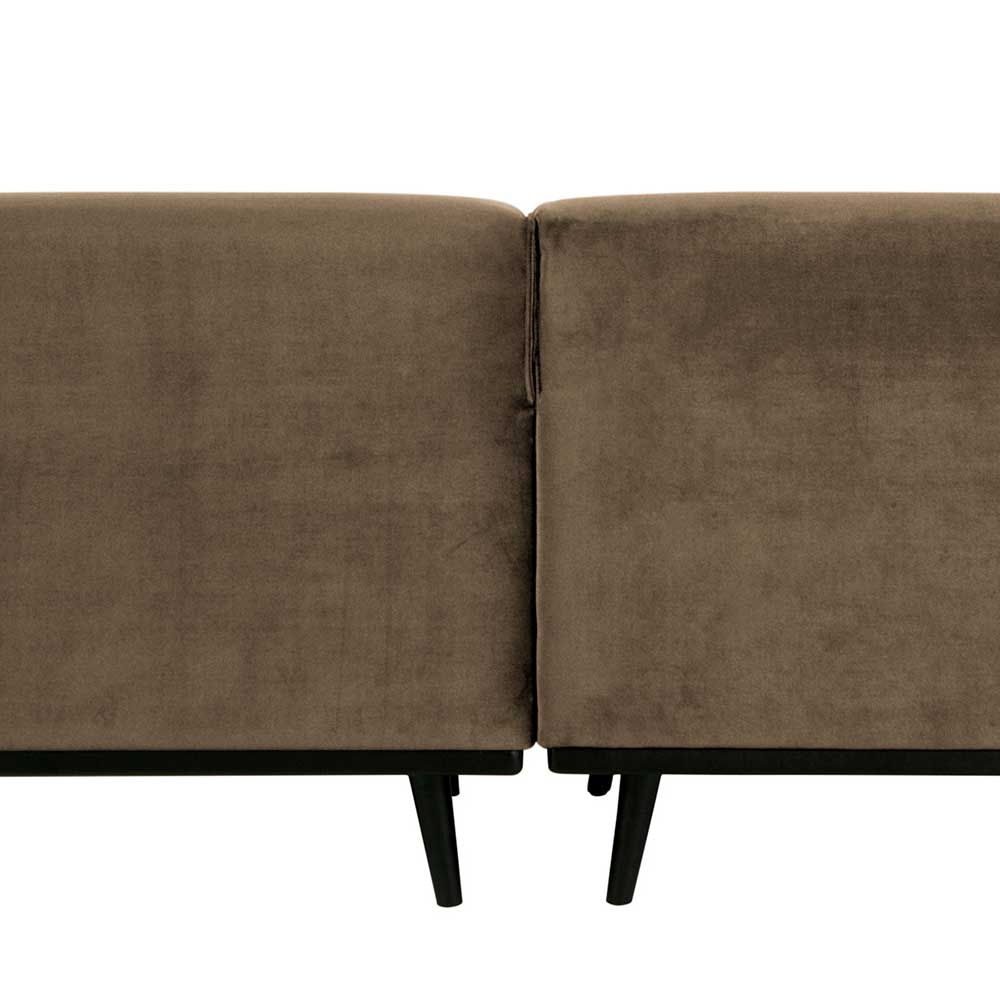 4-Sitzer Retro Couch in Taupe Samt - Valnut