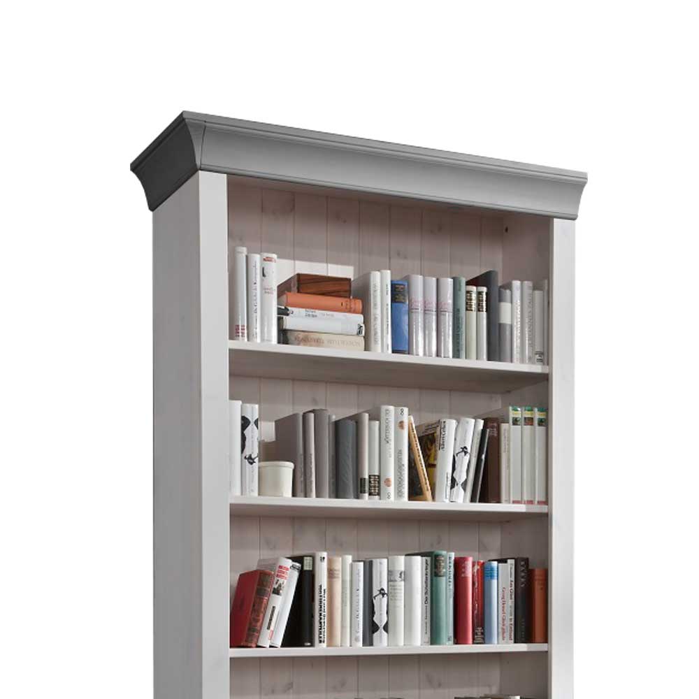 Buchregal Mirandesca in Weiß Grau