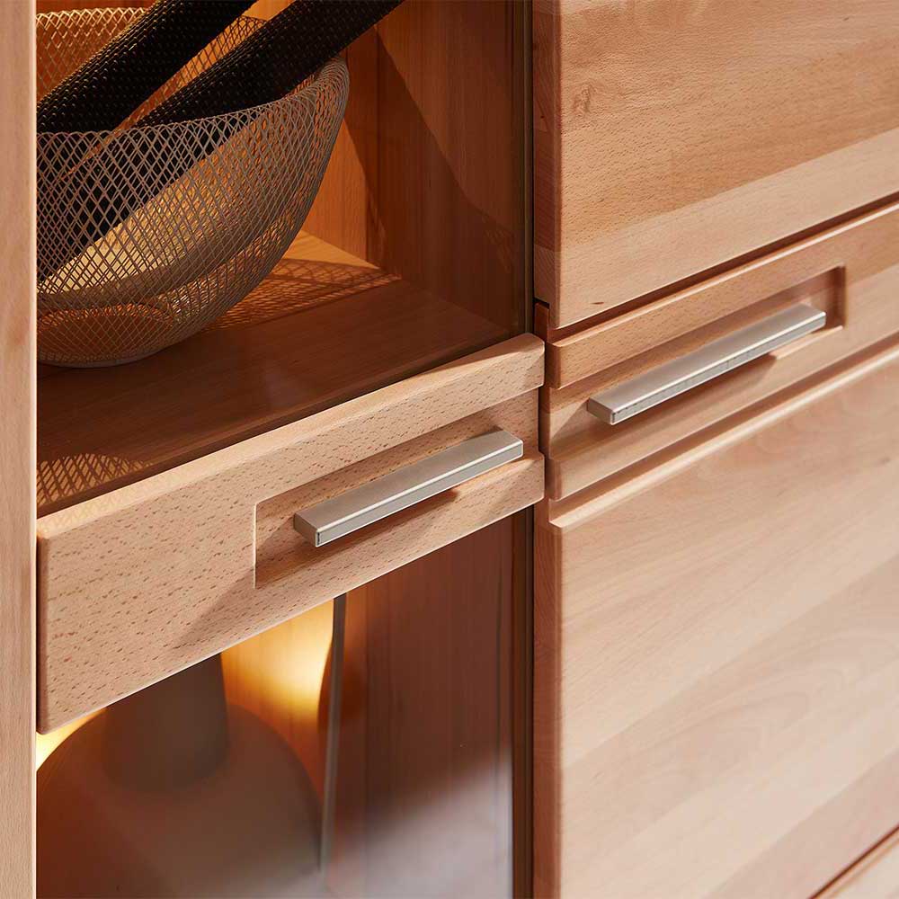 Highboard mit Glaseinsatz und LED Licht - Amyonta