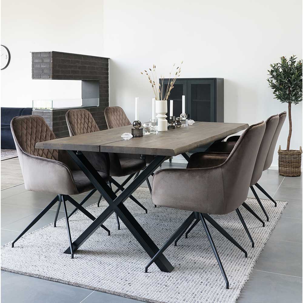 Samt Tischsessel in Taupe - Chiron