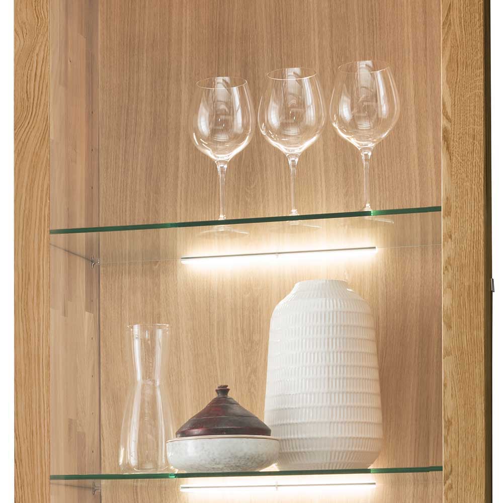 Wohnwand Möbel Set aus Wildeiche - Loitons (vierteilig)