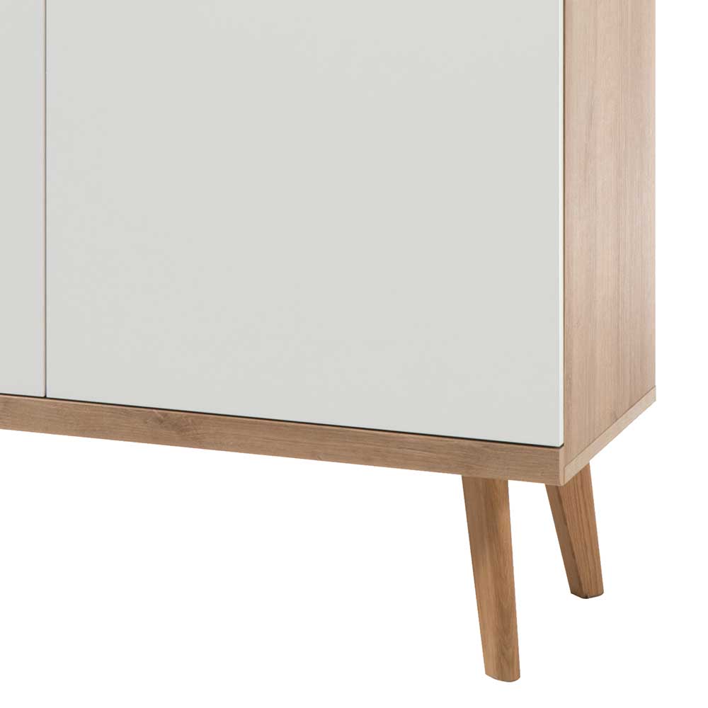 4-türiges Skandi Highboard in Weiß & Eiche - Cablos