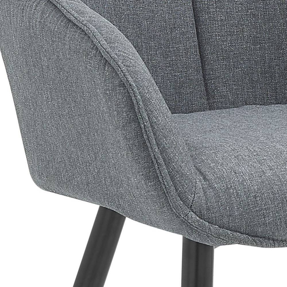 Strukturierter grauer Stoff und gesteppte Rückenlehne des Schalenstuhls Detail – Egona