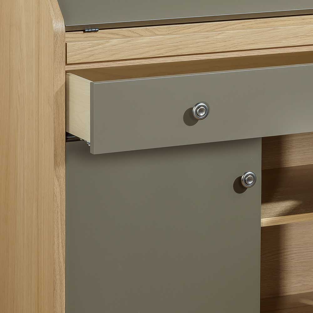 Hochwertiger Schreibschrank in Beigegrau & Eiche - Liaria