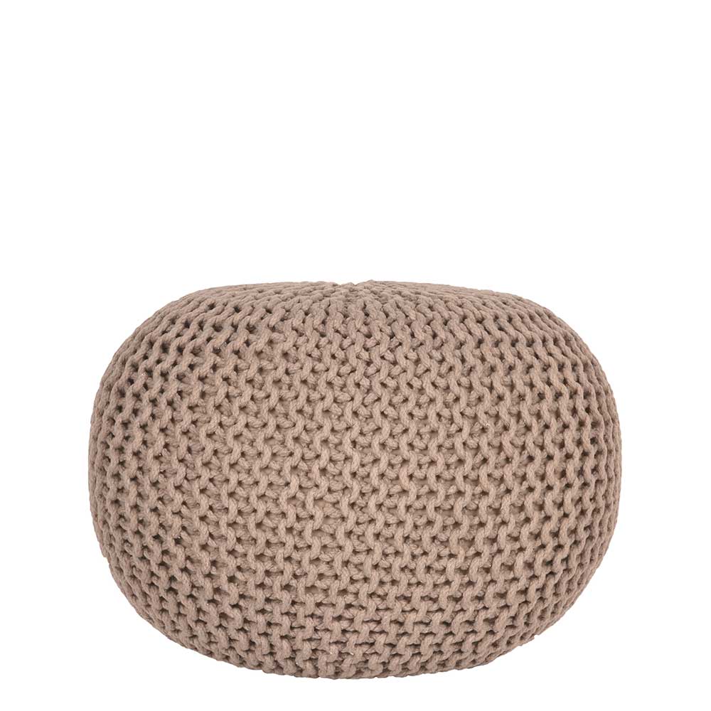Runder Sitzpouf aus Strickstoff in Beige - Zardar