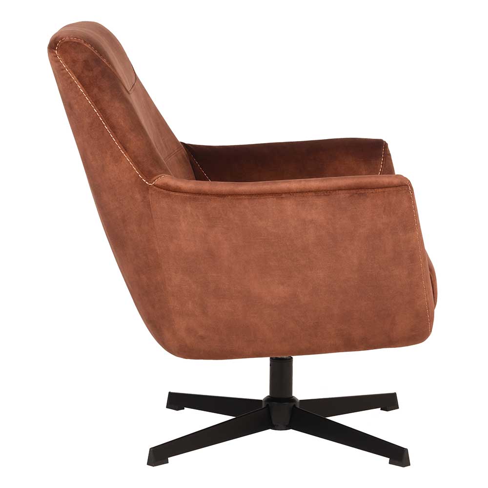Velours TV Sessel in Rost Braun - Vuluza