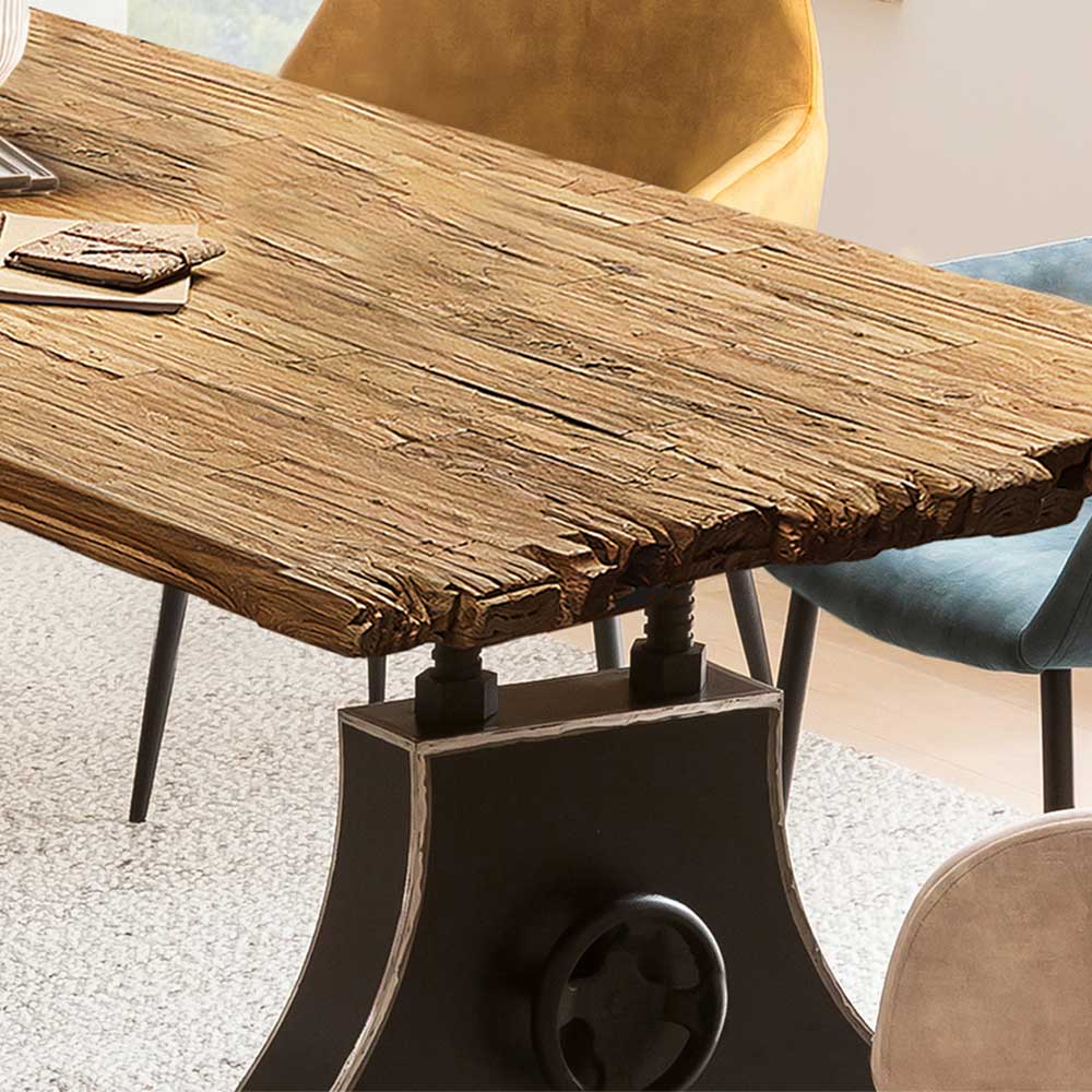 Industrial Esstisch mit Teak Altholzplatte - Banyo