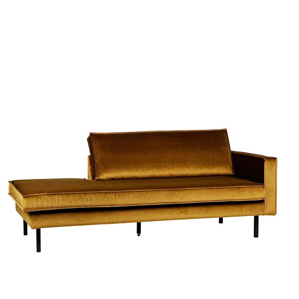Elegante Samt Sofaliege in Honig Gelb - Saguan