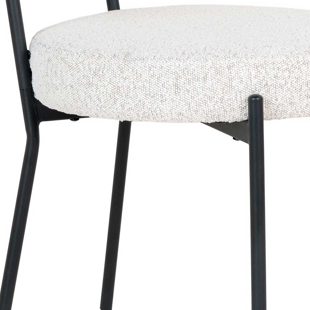 Boucle Polsterstuhl in Cremeweiß - Jalina (2er Set)
