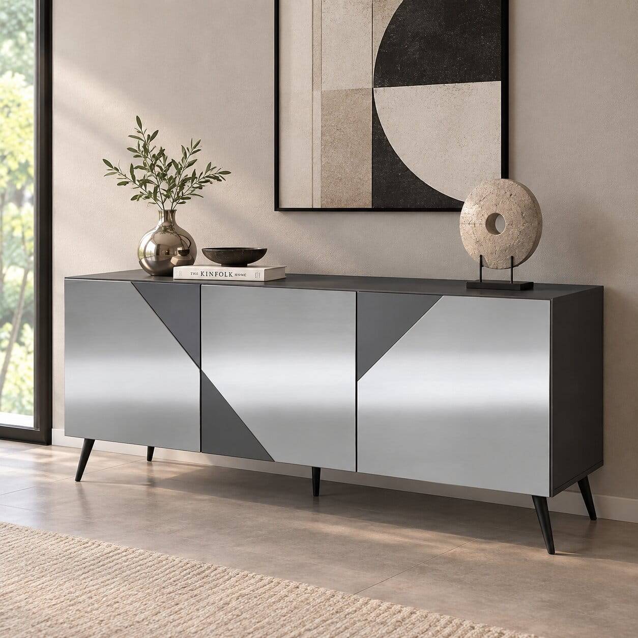 Sideboard teilweise mit Spiegelglas beschichtet - Razepta I
