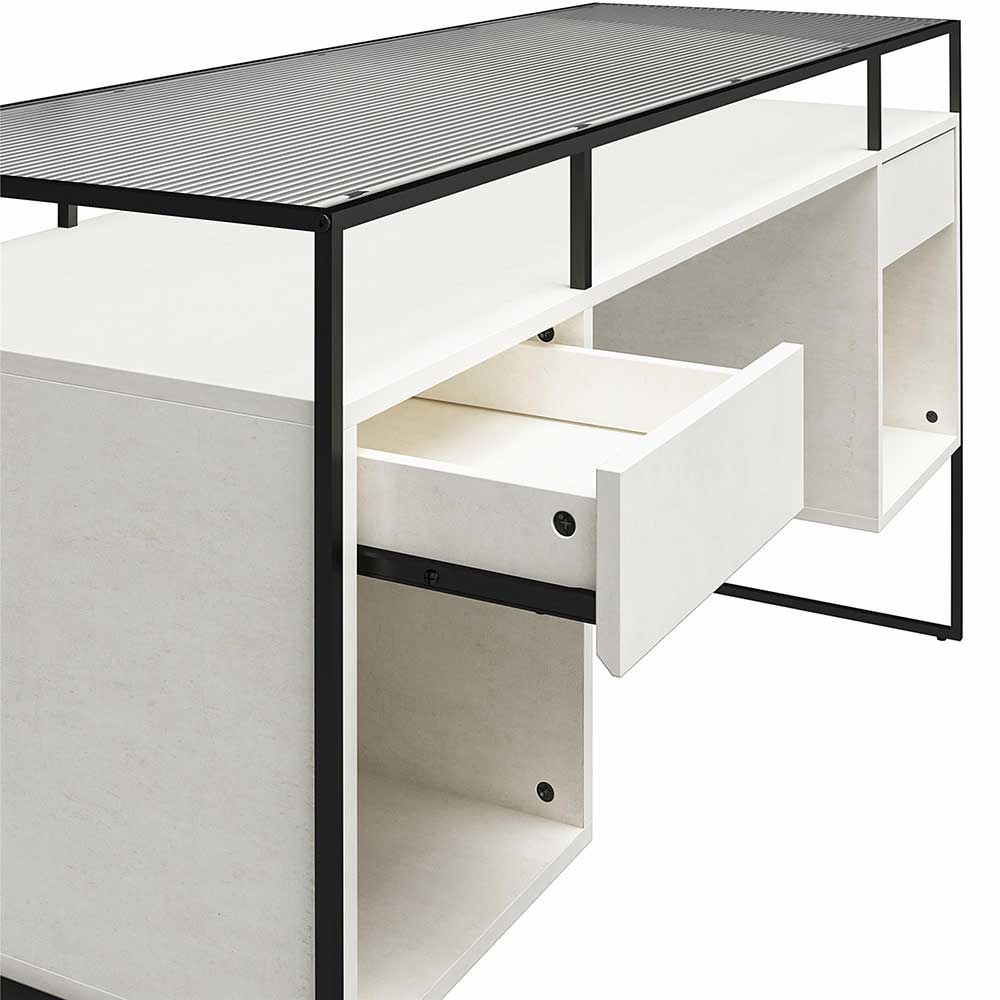 Glas Schreibtisch mit Rillen Strukturglasplatte - Corners
