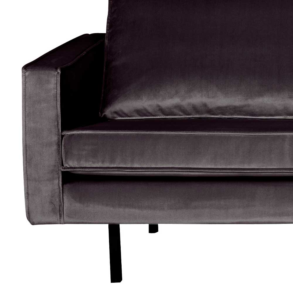 Samt Sofa im Retro Look Ertrego in Anthrazit