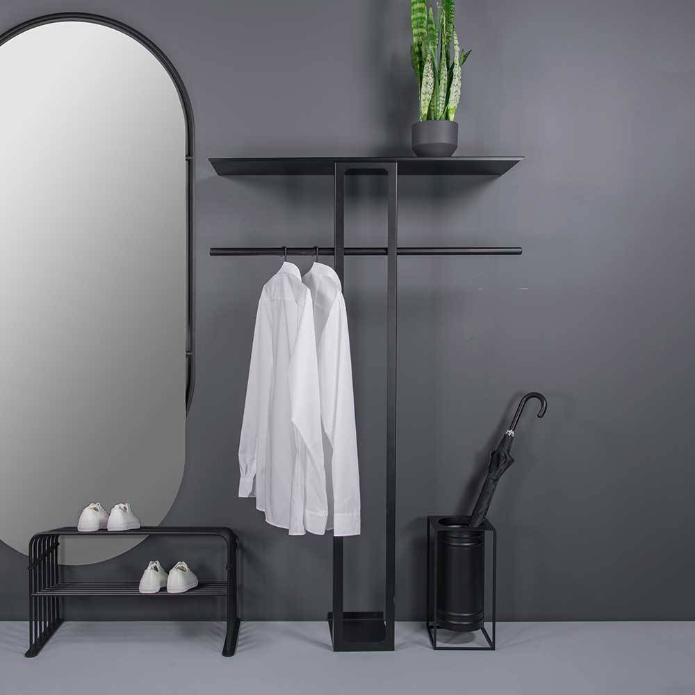 Design Garderobe in Schwarz - 160 cm hoch - Safira
