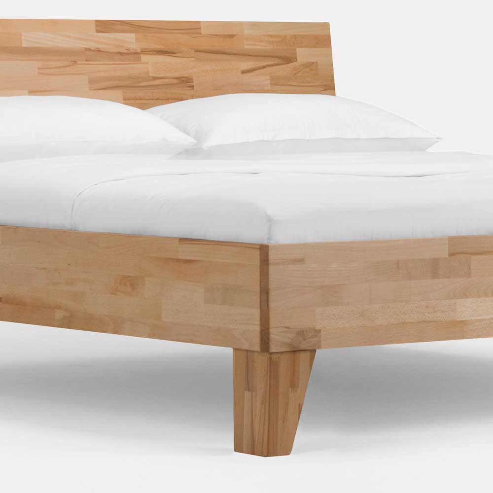 Massivholz Doppelbett Acientra aus Kernbuche geölt (dreiteilig)