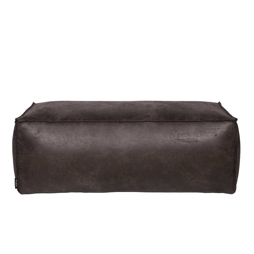 Used Look Pouf aus Recyclingleder Castilian in Schwarz