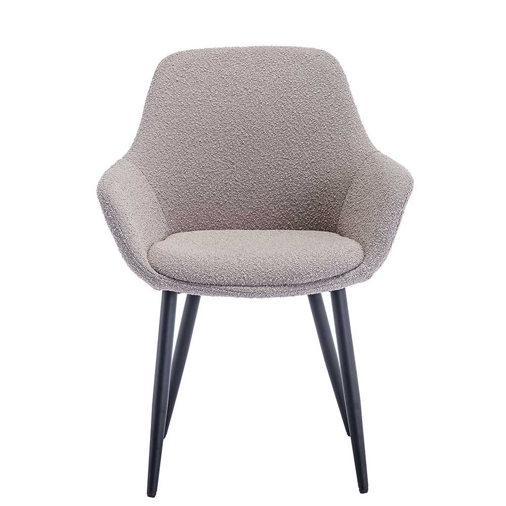 Tischsessel in Taupe aus Boucle Stoff - Kuraico (2er Set)